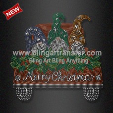 Bling Christmas Transfer Gnomes in Truck Rhinestone Iron ons for Sweaters