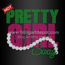 Hot Sale Pretty Girl Svag Crystal Heat Transfer AKA Iron on for T Shirts