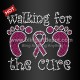 Rhinestone Pink Ribbon Heat Transfers Walking for the Cure Iron On letters