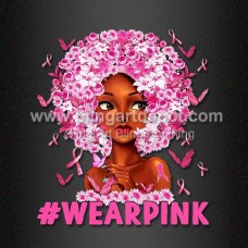 Black Woman Wear Pink DTF Transfer Breast Cancer Awareness Month design