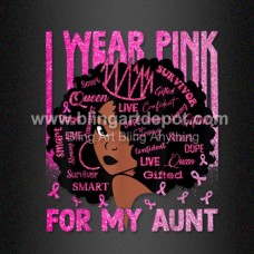 Black Woman Wear Pink Iron on DTF Print Breast Cancer Awareness