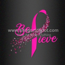 Believe With Pink Ribbon DTF T Shirt Transfer Breast Cancer Awareness