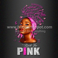 Back The Pink Ribbon Rhinestones with DTF Transfer Breast Cancer Awareness