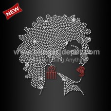 Rhinestone Afro Girl Transfers Iron On Design