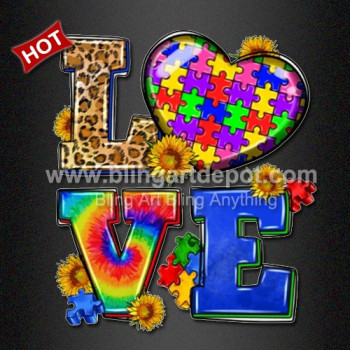 Autism Tie Dye Love Design Heat Transfers