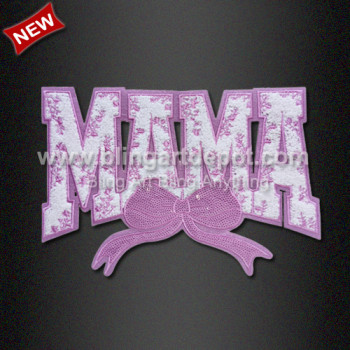 MAMA Bow Chenille & Sequin Iron On Patches MAMA Bow Chenille & Sequin Iron On Patches