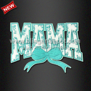 MAMA Bow Chenille and Sequin Hot Fix Patches MAMA Bow Chenille and Sequin Hot Fix Patches