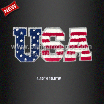 USA Chenille Glitter Iron-On Patch USA Chenille Glitter Iron-On Patch