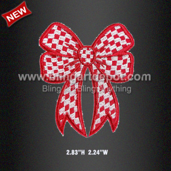 Shiny Red Bow Iron-On Patch