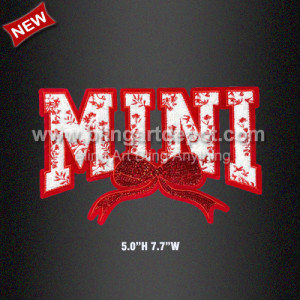 Shiny Red MINI Bow Chenille and Sequin Iron On Patches Shiny Red MINI Bow Chenille and Sequin Iron On Patches