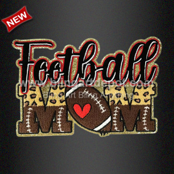 Football MOM Chenille Glitter Iron On Patch Football MOM Chenille Glitter Iron On Patch