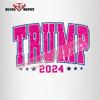 Bling TRUMP 2024 Glitter Film Transfer Iron ons