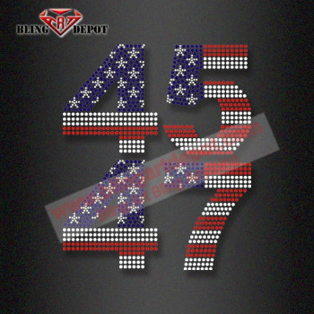 45 47 Trump 2024 Rhinestone Transfer Iron ons Wholesale for Shirts