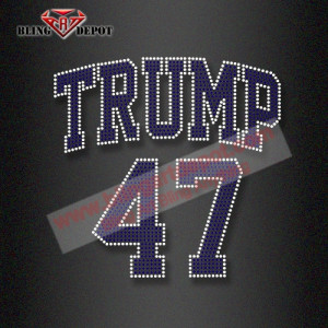 Custom Transfer TRUMP 47 Rhinestone Iron ons for Clothing Custom Transfer TRUMP 47 Rhinestone Iron ons for Clothing