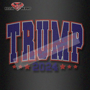 Custom Trump 2024 T Shirt Transfer Rhinestone Applique