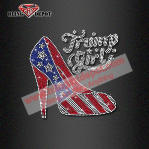 Trump Girl Iron ons Rhinestone Heat Transfers for Shirts
