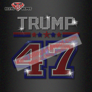 Donald Trump 47 Iron ons Crystal Transfers for Clothing