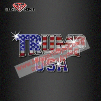 Bling Rhinestone Iron ons Trump USA Heat Transfers