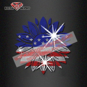 Beautiful Daisy Iron ons Crystal Transfers for 4th of July