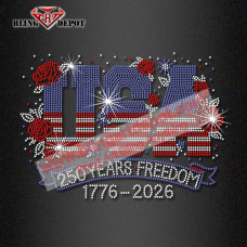 Celebrating 250 Years rhinestone July 4th bling patriotic sparkle tee fireworks USA anniversary rhinestone transfer