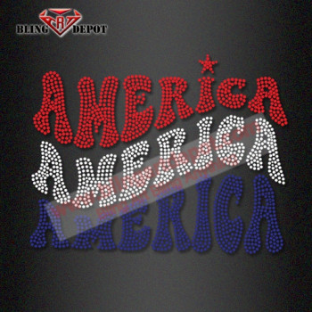 America 250th Shirt Rhinestone Patriotic Bling Sparkly, 4th of July, USA iron on rhinestone