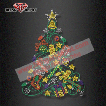 2024 Rhinestone Christmas Tree Crystal Iron ons Transfer