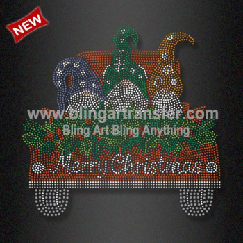 Bling Christmas Transfer Gnomes in Truck Rhinestone Iron ons for Sweaters Bling Christmas Transfer Gnomes in Truck Rhinestone Iron ons for Sweaters