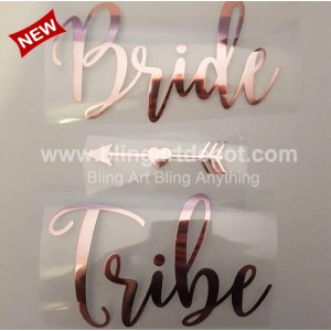 Bride Tribe Metallic Vinyl Iron on Rose Gold color Transfer for Wedding Dress