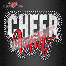 Cheer Aunt Sparkle Crystal Rhinestone Hot Fix Transfer For Clothing
