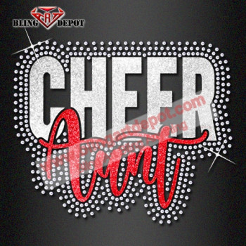 Cheer Aunt Sparkle Crystal Rhinestone Hot Fix Transfer For Clothing