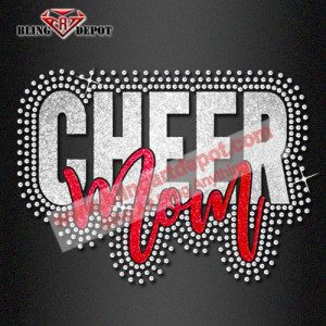 Cheer Mom Bling Hot Fix Rhinestone Transfer Iron On Heat Transfer