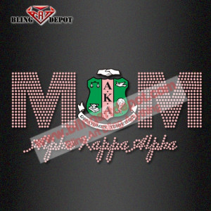 Pink Green Sorority Bling Iron-On Rhinestone Transfer Pink Green Sorority Bling Iron-On Rhinestone Transfer