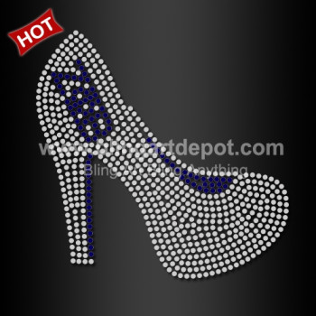 Popular Crystal Transfer Zata with High Heel Shoe Rhinestone Iron On for Garments