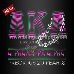 AKA Precious 20 Pearls Rhinestone Motif Transfer for Shirts