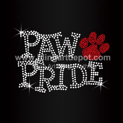 Pride Rhinestone Transfer Paw Pride Iron On Rhinestone Heat Transfer for garment decoration.
