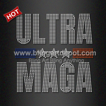 2024 Election T Shirt Transfer ULTRA MAGA Rhinestone Heat Transfer
