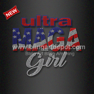 2024 US Election Transfer Ultra Maga Girl Hot Fix Rhinestones for T Shirt