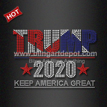 Rhinestone Heat Transfer Trump 2020 Crystal Iron ons