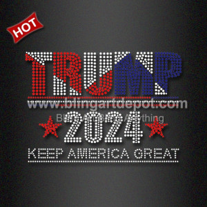 Beautiful Iron ons Rhinestone Transfer Trump 2024 for Woman Shirts