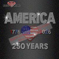 America 250th Shirt Rhinestone Flag 1776 2026 Anniversary American Flag  Rhinestone Transfer