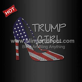 2024 Election Trump Girl with High Heel Hot Fix Rhinestones
