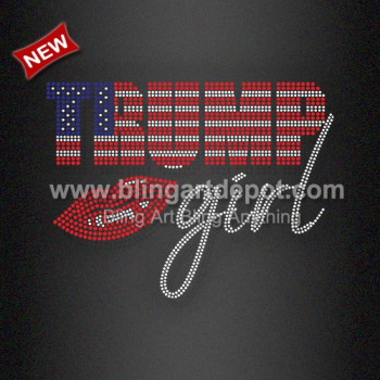 Bling Rhinestone TRUMP Girl Iron on Heat Transfers Wholesale Price