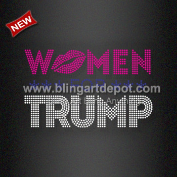 Custom Rhinestone Transfer Women for TRUMP Applique for T-Shirts