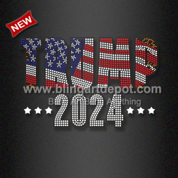 2024 US Election Iron ons Trump 2024 Hot Fix Rhinestones