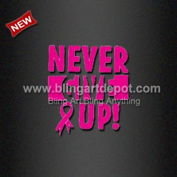 Beautiful Pink Ribbon Vinyl Film Transfer Never Give Up Iron ons 