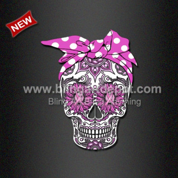 Custom Transfers Sugar Skull with Pink Ribbon Heat Printing Vinyl for Garments Custom Transfers Sugar Skull with Pink Ribbon Heat Printing Vinyl for Garments