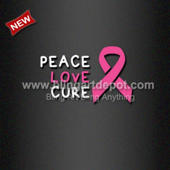 Peace Love Cure PU Vinyl Printing Iron on Transfer Pink Ribbon for Custom T-shirt Peace Love Cure PU Vinyl Printing Iron on Transfer Pink Ribbon for Custom T-shirt