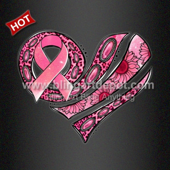 Custom Pink Ribbon with Heart Heat Press DTF Transfer Iron on Custom Pink Ribbon with Heart Heat Press DTF Transfer Iron on