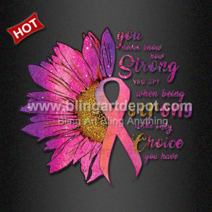 Hot Fix Printed DTF Transfer Pink Ribbon Daisy for T Shirts Hot Fix Printed DTF Transfer Pink Ribbon Daisy for T Shirts