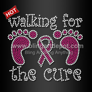 Rhinestone Pink Ribbon Heat Transfers Walking for the Cure Iron On letters Rhinestone Pink Ribbon Heat Transfers Walking for the Cure Iron On letters